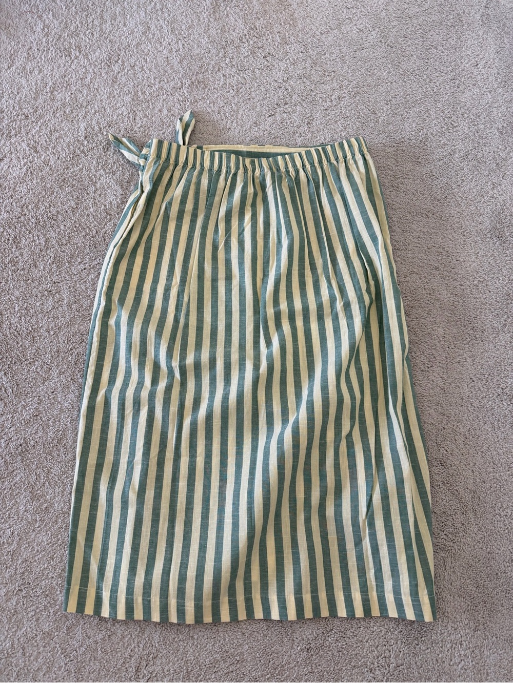 Universal Thread Green and Cream Striped Wrap Midi Skirt - Picture 2 of 2